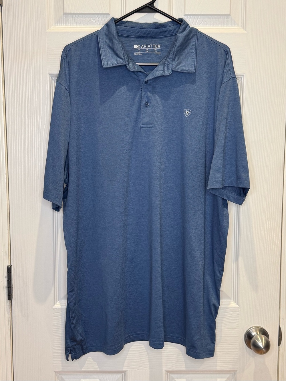 Ariat Tek Men's XL Charger 2.0 Performance Polo Short Sleeve Blue Golf - Picture 2 of 10